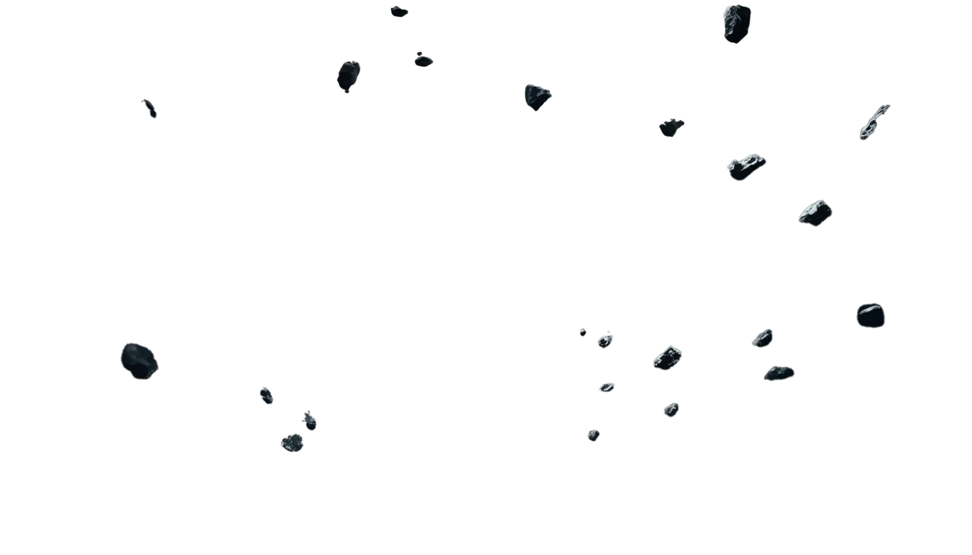 Floating asteroids and space rocks