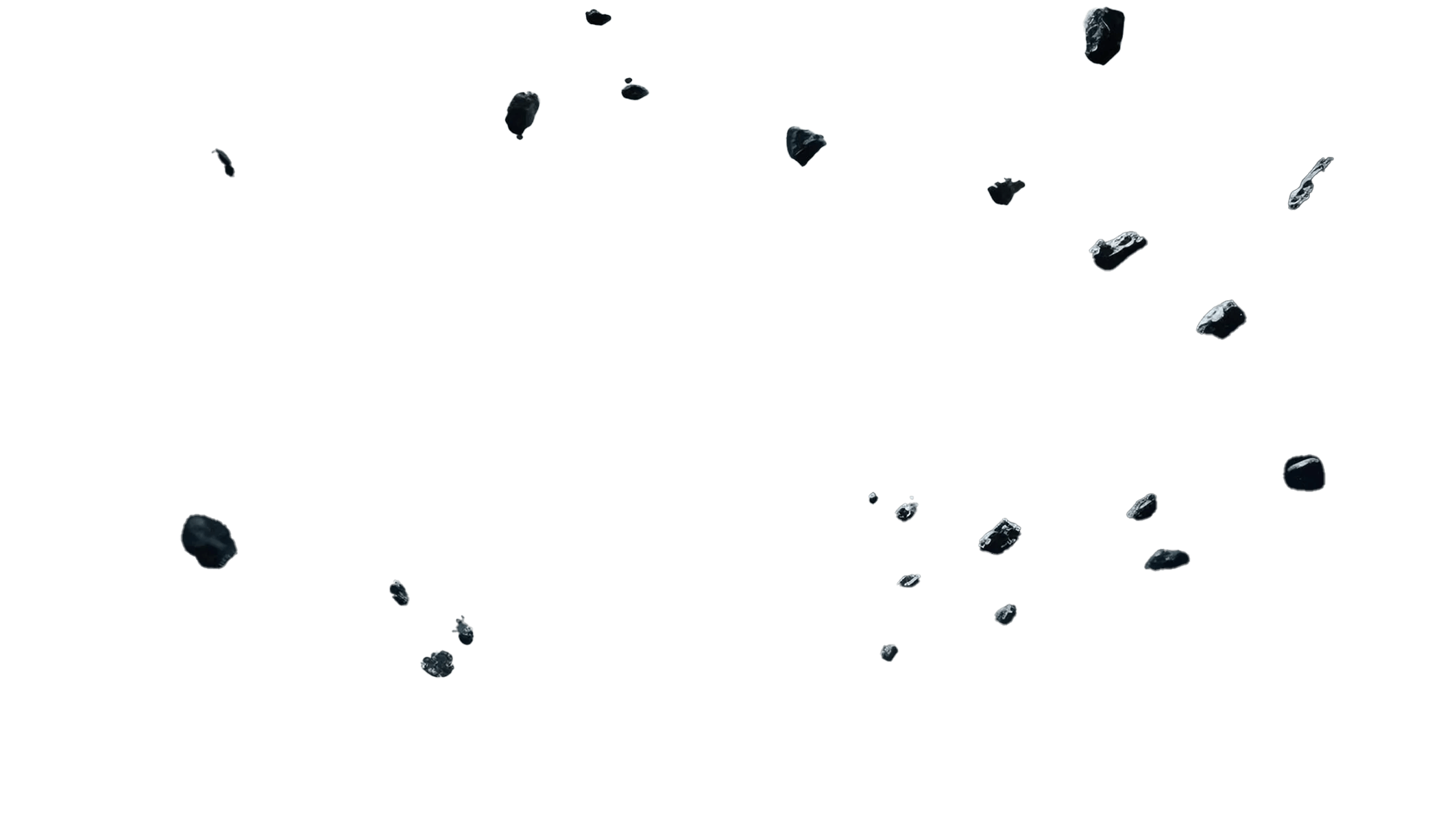 Floating asteroids and space rocks